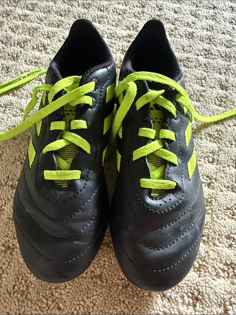adidas Black Sneakers with Neon Yellow-Green Accents - Kids